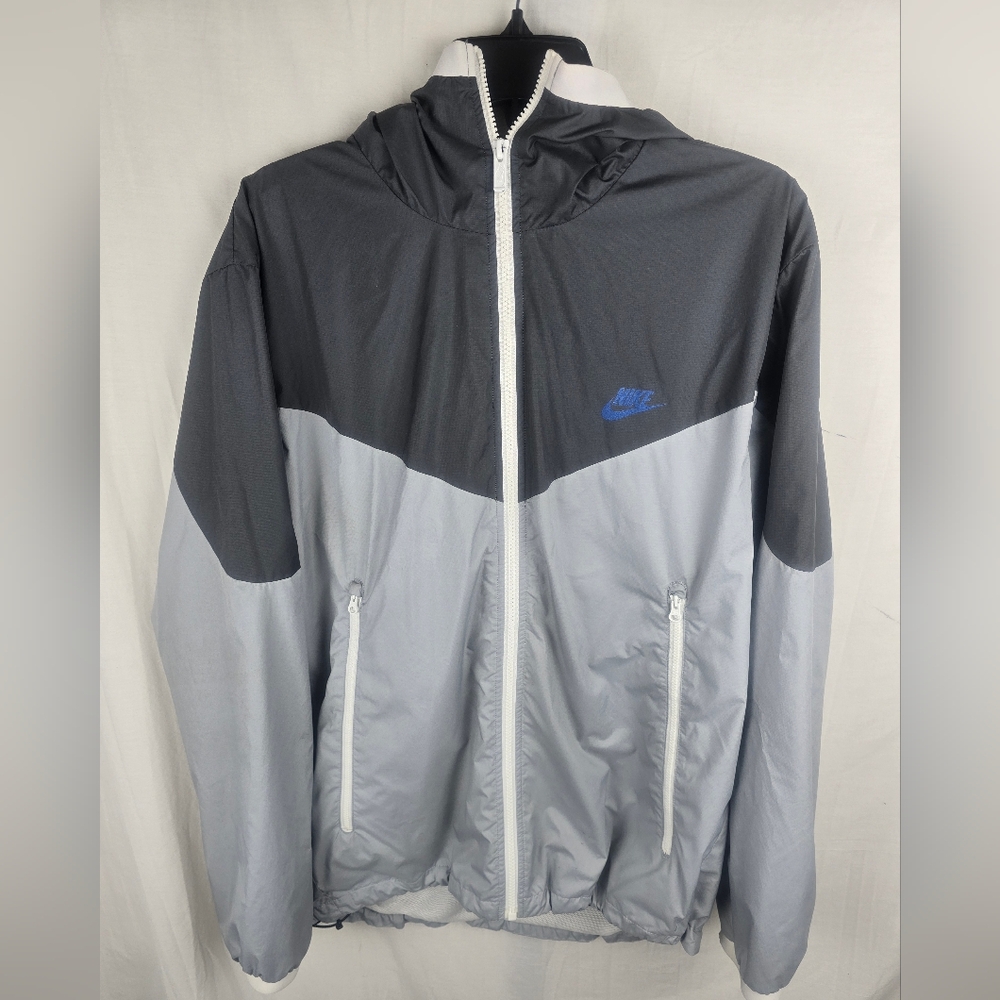 Nike Men's Two-Tone Gray Long Sleeve Hooded Windbreaker Jacket Sz L